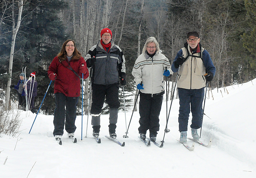 The Clarks and Willms enjoy the excellent conditions for skiing. Photo: Ian Webster, Merritt Herald
